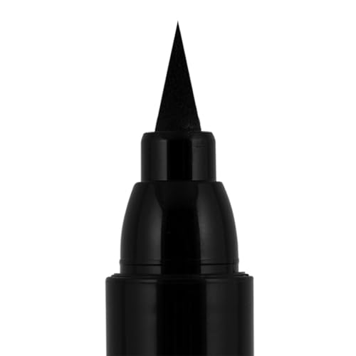 Palladio Fifty-Fifty Eye Liquid Liner, Dual Ended, Professional Eye Styling, Ultra-Soft Kajal crayon and Super Precise Fiber Tip Liner, Smoky and Defined Looks, Smudge Proof, Quick Drying, Black Cat