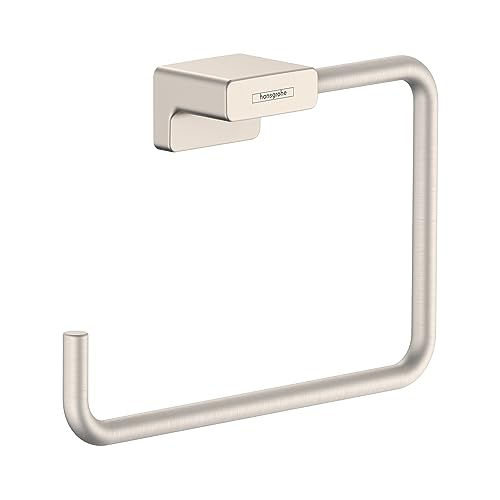 Hansgrohe AddStoris Modern Towel Ring in Brushed Nickel — Wall Mount Bathroom Accessory
