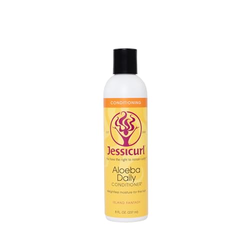 Jessicurl Aloeba Daily Conditioner Island Fantasy 8 Fl oz - Vegan, Sulfate-Free Hair Detangler for Fine Curly Hair (Pack of 1)