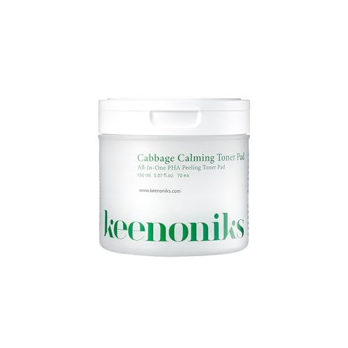 keenoniks Cooling & Pore Care Toner Pads ? Redness Relief + Gentle Peeling with Cabbage Extract & PHA ? Korean Skincare - 70 Pads (5.07 oz)