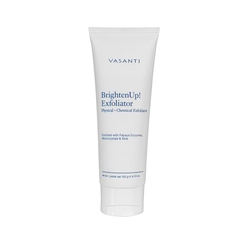 VASANTI BrightenUp! Facial Exfoliator with Papaya & Aloe (4.23 oz) - Natural Skin Scrub for Instant Brightening & Smooth Skin