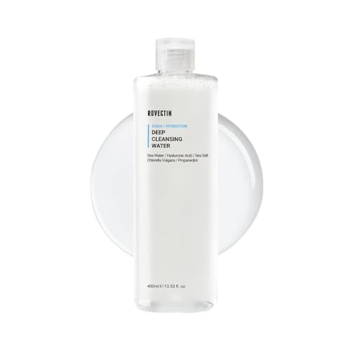 ROVECTIN Aqua Deep Cleansing Water (13.5fl.oz, 400ml)- Impurities Remover from Ocean deep with Hyaluronic Acid and Marine Plants from Jeju Island