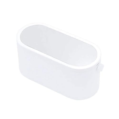 HPYDIY Portable LED Makeup Mirror with Storage Box - White, Dimmable & Rotatable Travel Cosmetic Organizer