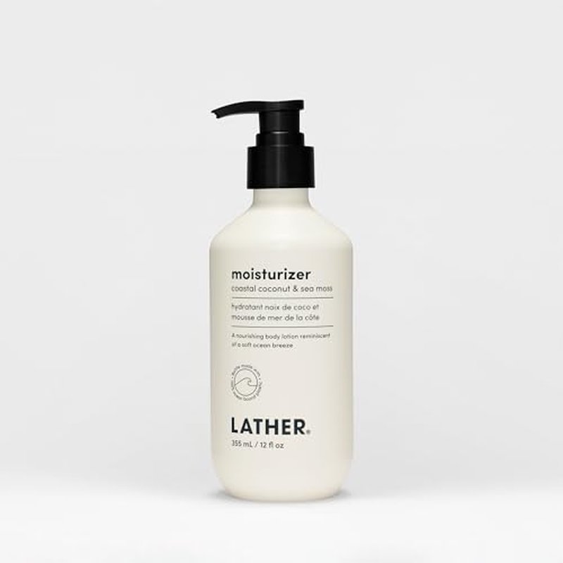 LATHER Coastal Coconut & Sea Moss Body Moisturizer | Deep Hydration & Nourishing Skin Care | Paraben & Sulfate-Free | Lightweight & Fast-Absorbing | Suitable for All Skin Types | 12 OZ