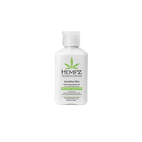 Hempz Sensitive Skin Herbal Body Moisturizer with Oatmeal, Shea Butter for Women and Men,2.25 oz. -Premium,Soothing Body Lotion with Hemp/Cocoa/Mango Seed for Dry Skin -Skin Care Products