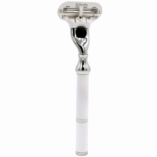 Parker Deluxe Triple Blade Razor for Women?Compatible with Gillette Venus or Gillette Mach 3 Cartridges?5.5 Inch Textured Brass Frame Handle-One Gillette Venus Cartridge Included