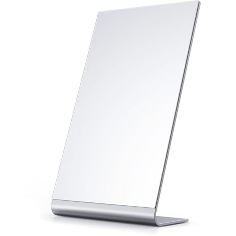 12"x7" Frameless Flat Makeup Mirror, Free Standing Vanity Mirror for Bathroom Countertop, Desk or Jewelry Display, Perfect for Makeup & Shaving