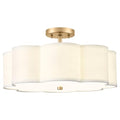 18-Inch Gold Semi-Flush Mount Ceiling Light with Flower Fabric Drum Shade - Audickic