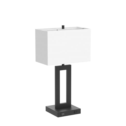 TOBUSA 22-Inch White Modern Touch Control Table Lamp Set of 2 with USB Ports