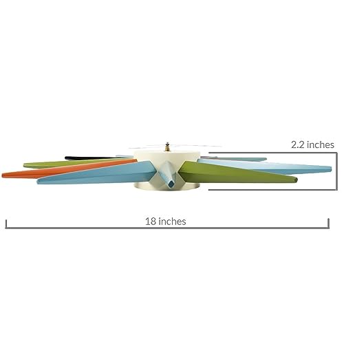 Multicolor Sunburst Wall Clock 18 Inch - Mid Century Modern Home Decor