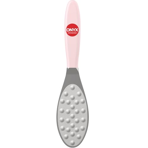 Onyx Professional Double Sided Foot Polisher - Dual Action, Polishing Side, Buffing Side, Stainless Steel, Works on Wet or Dry Feet, Comfortable Grip Handle