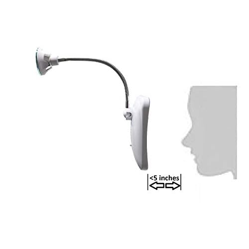 JiBen Square Flexible Gooseneck LED Lighted 10X Magnifying Makeup Mirror, Power Locking Suction Cup, Bright Diffused Light, 360 Degree Swivel, Portable Cordless Travel and Home Bathroom Vanity Mirror