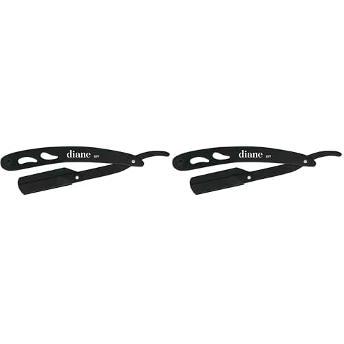 Diane Professional Straight Edge Shaving Razor, Black, 0.15 lb (Pack of 2)