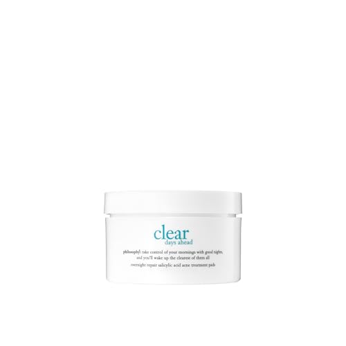 philosophy clear days ahead overnight repair acne treatment pads - with salicylic acid - remove dead skin cells to keep pores clear and prevent future breakouts - 60 ct