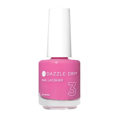 Dazzle Dry Nail Lacquer (Step 3) - Cherry Parfait - A medium bright pink with raspberry undertones. Full coverage cream. (0.5 fl oz)
