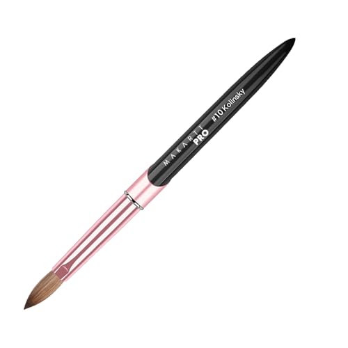 MakarttPro 100% Kolinsky Acrylic Nail Brush #10 ? Pure Kolinsky Hair for Smooth Application, Monomer & Acetone Resistant Handle, Anti-Clogging, Durable Professional Nail Art Brush