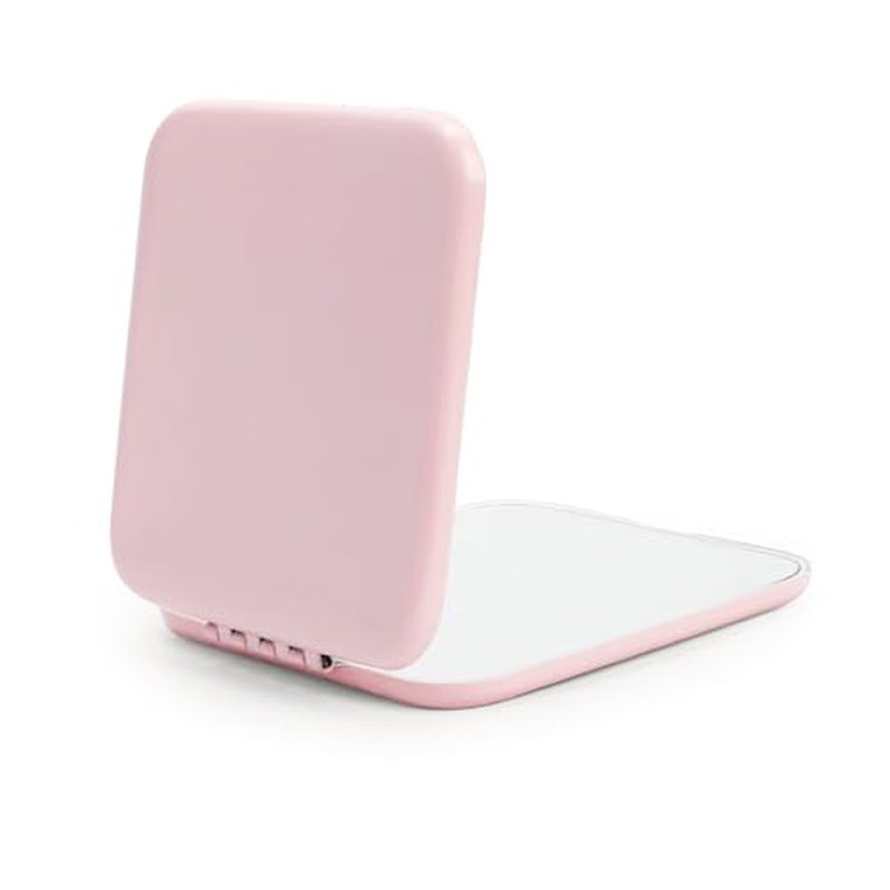 Compact Mirror, Pocket Travel Makeup Mirror for Purse, Metal Square Shell, 2-Sided 1X/2X Magnifying, Portable, Folding, Handheld, Pink,6 Pack