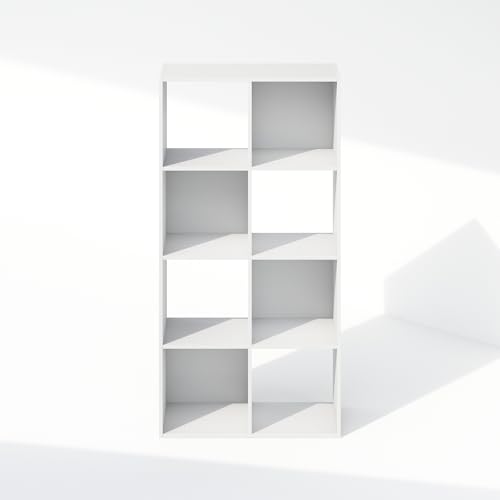 White 8-Cube Book Shelf - Modern Cube Storage Organizer for Living Room & Bedroom
