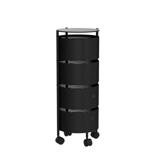 4-Tier Rotating Kitchen Storage Rack - No Assembly Metal Basket Organizer, Black