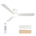 Modern White 52 Inch Low Profile Ceiling Fan with Lights & Remote - Indoor Outdoor