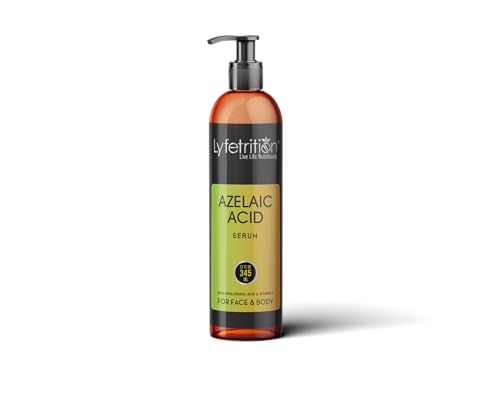 Lyfetrition Azelaic Acid Serum with Hyaluronic Acid – Azelaic Acid Serum (12 fl oz) with Vitamin C & Aloe