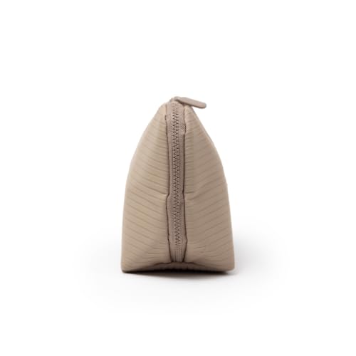 Vertical Waterproof Makeup & Toiletry Bag - 23-Pocket Organizer, Medium, Sandstone