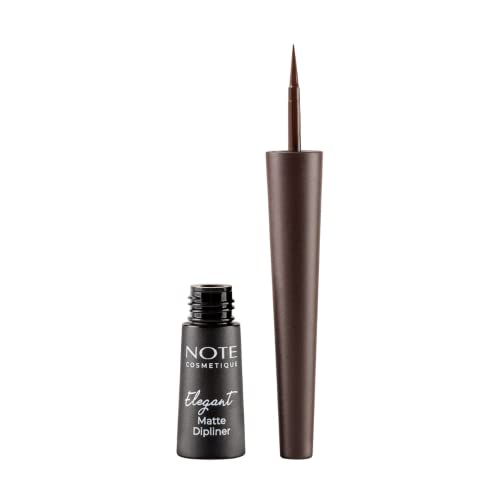 NOTE Elegant Matte Dipliner - Smudgeproof Liquid Eyeliner with Felt Tip - Waterproof Eyeliner for Precise Definition - 02-0.085 oz