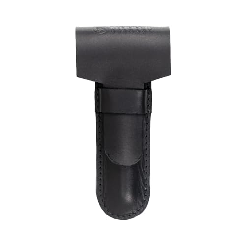 MERKUR Black Leather Razor Case ? Vegetable-Tanned Cowhide, Precision Fit for Safety Razors up to 110 mm, Protective Travel Cover, Made in Germany