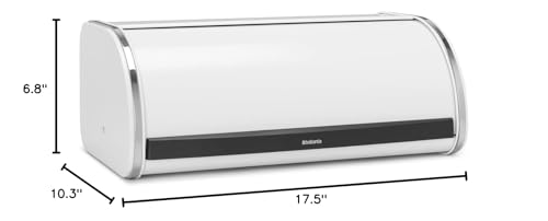 Large White Metal Bread Box with Roll Top Lid for Kitchen Countertop - Fits 2 Loaves