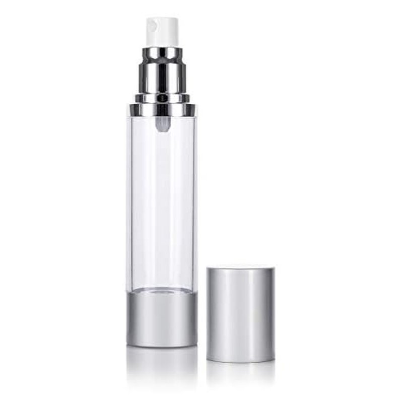 JUVITUS (2 Pack) 1.7 oz Acrylic Airless Spray Bottle Silver Matte Travel Storage