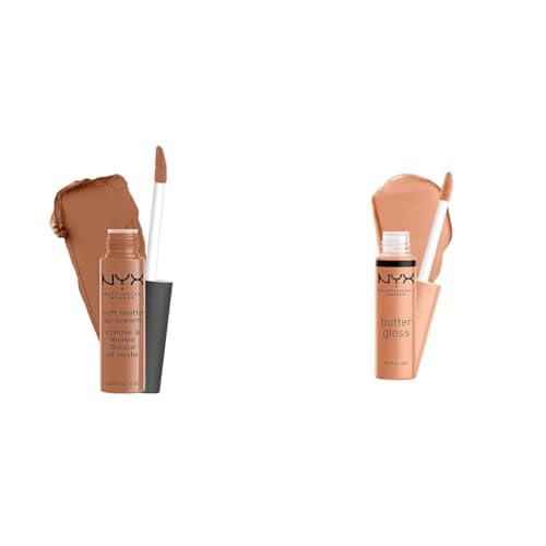 NYX PROFESSIONAL MAKEUP Soft Matte Lip Cream London & Butter Gloss Fortune Cookie Lipstick Gloss Set