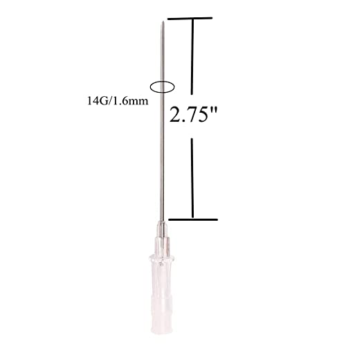 KingWei 50PCS 14G Disposable Stainless Steel Piercing Needles for Body Jewelry