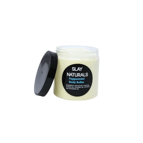 Slay Naturals¡¯ Body Butter 8 oz | Moisturizing | SheaButter, Almond Oil, Olive Oil| Handmade Body Butter (Peppermint)