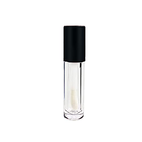 Clear Lip Gloss Tubes with Black Cap, 5ml, 24-Pack - Refillable Cosmetic Containers with Big Doe Foot Wand
