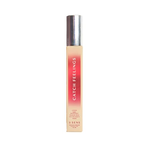 5 SENS Catch Feelings Eau de Parfum Travel Spray 0.34 Fl Oz - Warm Floral Fragrance with Lychee & Rose, Vegan & Cruelty-Free