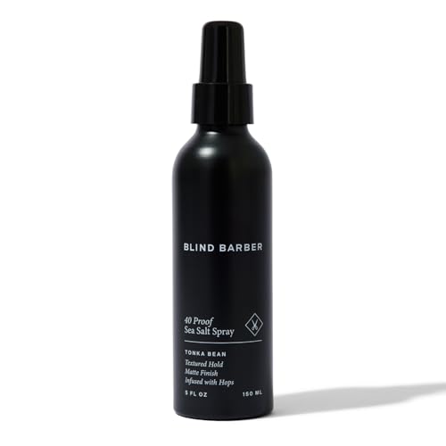 Blind Barber 40?Proof Sea Salt Spray for Men - ?Salt Water Hair Spray for Volume & Texture - Water-Based Matte Finish with Light-Medium Hold - Enhances Beach Waves & Body - Tonka Bean Scent (5? Fl oz)