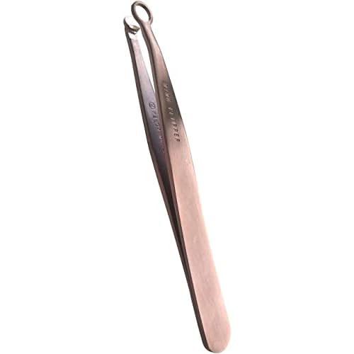 [Made in Korea] Hand-Made Nose Hair Trimmer - Nasal Clippers, Eyebrow Scissors, Nose Hair Trimmer for Men & Women, Nose Hair Clippers, 304-Grade Stainless Steel, Nose Hair Scissors (Brown)