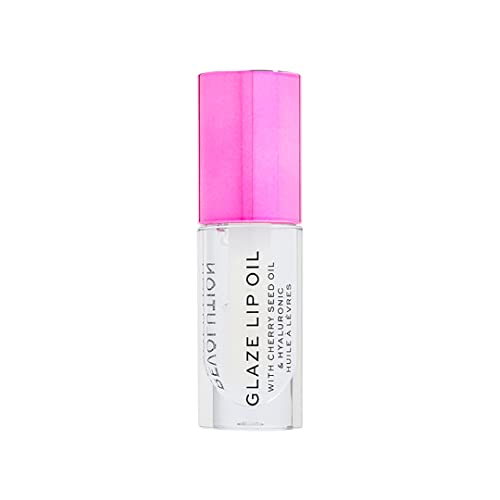 Revolution, Glaze Lip Oil, Hydrating & Nourishing Formula, Infused with Vitamin E & Hyaluronic Acid, Lust Clear, 0.15 fl oz (Pack of 2)