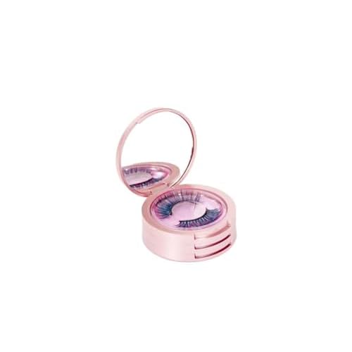 Eyelash Storage Box-2 Pack Eyelash Holder Case with Mirror 3Layers Circle Eyelash Box with Lash Holder Empty Makeup Case Travel for Women and Girls£¨Rose Gold)£©
