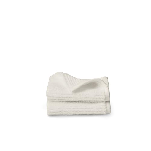 BOLL & BRANCH Turkish Ribbed Washcloth Set - Cream - 100% Organic Turkish Cotton - Soft Absorbent Luxury Spa Washcloths with Ribbed Texture - Quick Dry Bathroom Essentials Set of 2