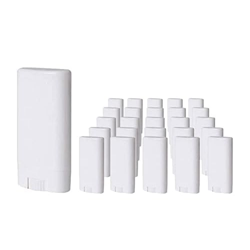 Empty Plastic Oval Deodorant Containers Lip Balm Tubes with Lid Caps 15ML for Lipstick, Crayon,chapstick,homemade Lip Balm,BPA Free (50 Pcs)