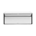 Large Metal Bread Box with Fall Front & Flat Top - Matte Steel, Magnetic Lid - Fits 2 Loaves, Wall Mountable