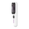 Cordless White Hair Straightener Brush with LCD & 7 Heat Settings – Travel & Daily Styling