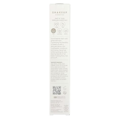 Shakeup Cosmetics Mens Beard Serum & Beard Oil, Supports Thicker & Fuller Beard, Helps Tame Dry & Unruly Hair, Nourishing with Castor Oil, Caffeine & Peptide Complex, 50ml. Aka. THE MANE EVENT