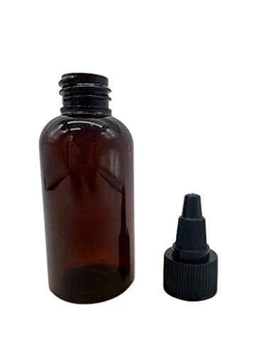 Natural Farms 2oz BPA-Free Amber Refillable Boston Bottles for Essential Oils & Beauty Products, 24 Pack