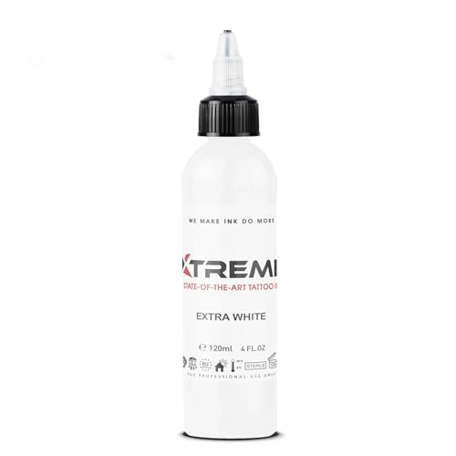 Xtreme Tattoo Ink Extra White 2 oz - Versatile Medium Viscosity, Fast Healing, Water-Based, Acrylic-Free, Safe for Professional Tattooing