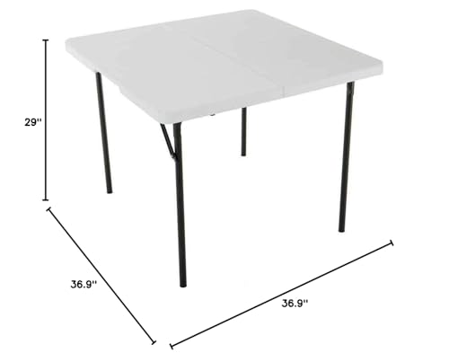Lifetime 37-Inch Square Fold-In-Half Table White Granite Top 1 Pack
