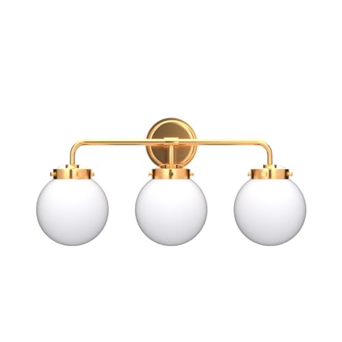 Deyidn Gold 3-Light Brushed Vanity Light Fixture 22.4in for Bathroom Mirror