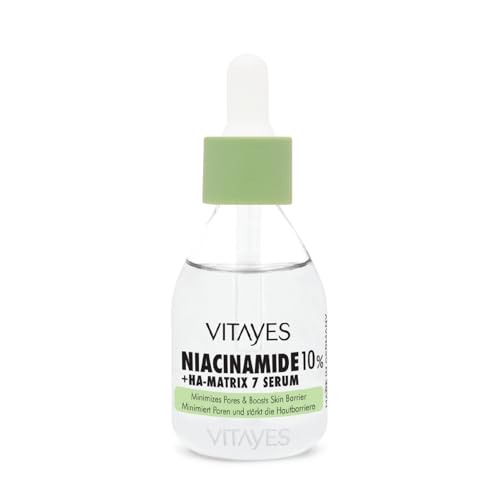 VITAYES b!right 10% Niacinamide Hyaluronic Acid Serum - Pore Refinement, Strengthening the Skin Barrier, Moisturizing, Anti Aging - for Radiant & Rejuvenated Skin - 1.01 Fl Oz