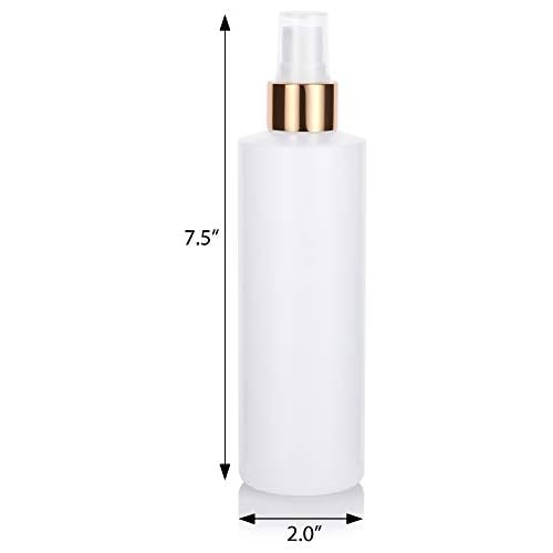JUVITUS 8 oz Clear Natural Refillable Plastic Squeeze Bottle with Gold Metal Fine Mist Sprayer - (6 Pack)